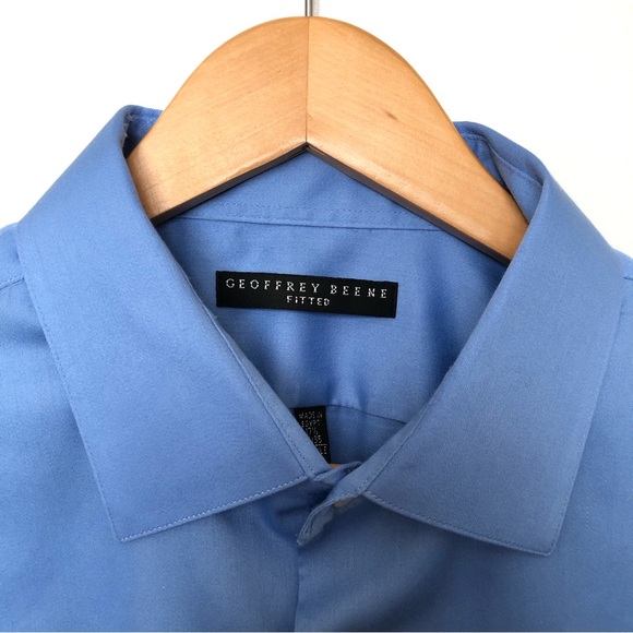 Geoffrey Beene Dress Shirt Fitted Blue Size 34/35 - Picture 2 of 5